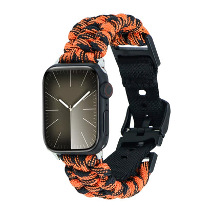 For Apple Watch 42mm Paracord Plain Braided Webbing Buckle Watch Band(Black Orange) by bashfashion