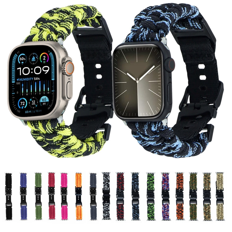 For Apple Watch Ultra 49mm Paracord Plain Braided Webbing Buckle Watch Band(Army Green Orange) by bashfashion