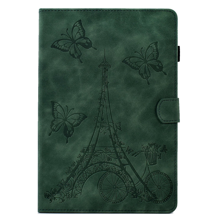 For Samsung Galaxy Tab A11 / A9 Embossed Tower Flip Leather Tablet Case(Green) by bashfashion