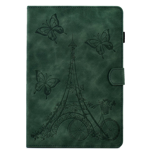 For Samsung Galaxy Tab A11 / A9 Embossed Tower Flip Leather Tablet Case(Green) by bashfashion