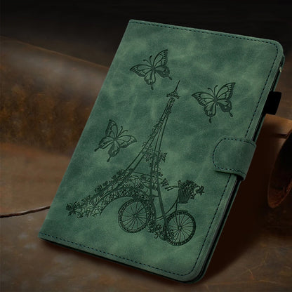 For Samsung Galaxy Tab A11 / A9 Embossed Tower Flip Leather Tablet Case(Green) by bashfashion