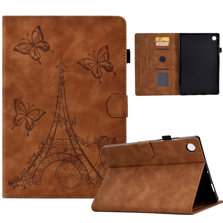 For Samsung Galaxy Tab A11 / A9 Embossed Tower Flip Leather Tablet Case(Brown) by bashfashion