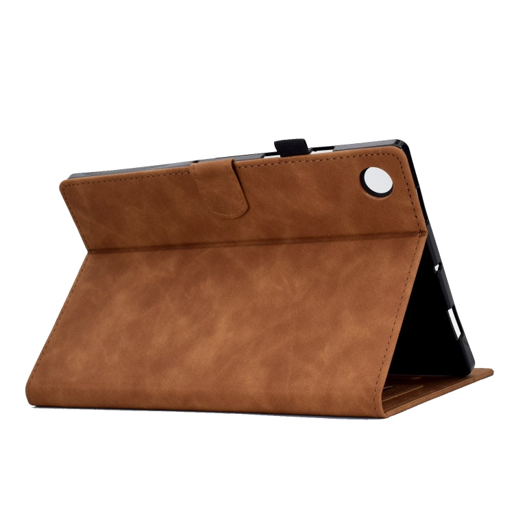For Samsung Galaxy Tab A11 / A9 Embossed Tower Flip Leather Tablet Case(Brown) by bashfashion