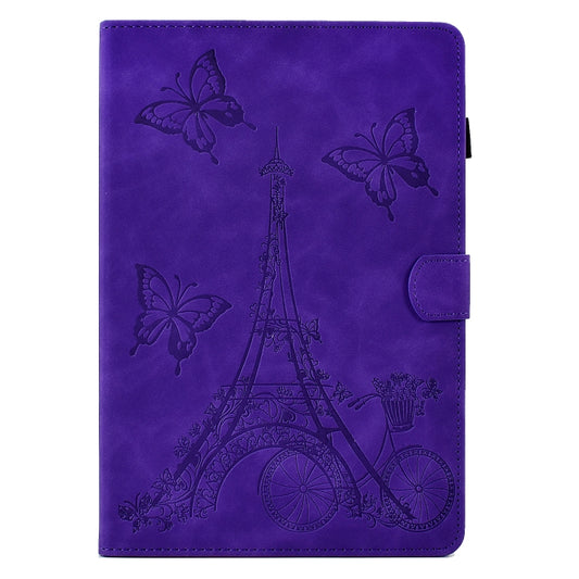 For Samsung Galaxy Tab A11 / A9 Embossed Tower Flip Leather Tablet Case(Purple) by bashfashion
