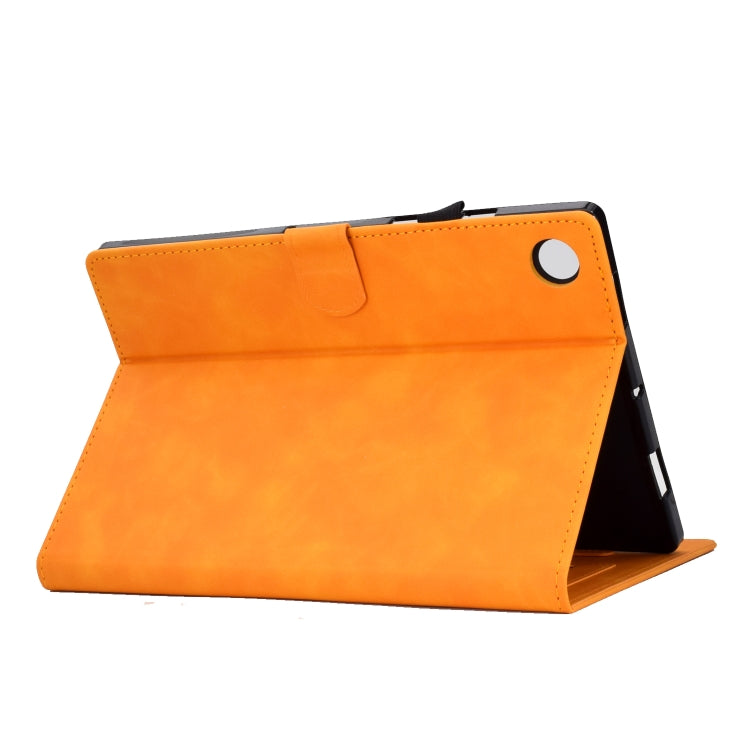 For Samsung Galaxy Tab A11 / A9 Embossed Tower Flip Leather Tablet Case(Khaki) by bashfashion