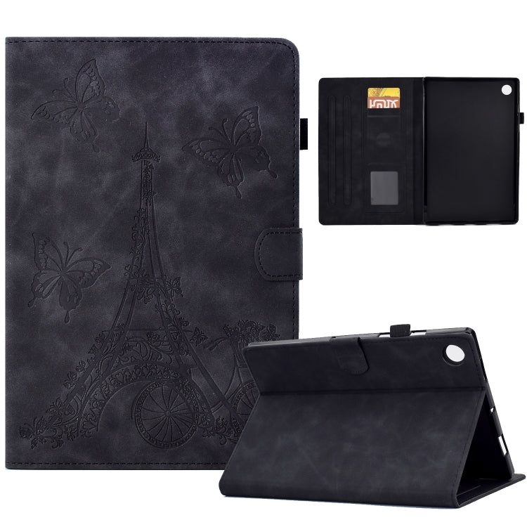 For Samsung Galaxy Tab A11+ / A9+ Embossed Tower Flip Leather Tablet Case with Sleep / Wake-up Function(Black) by bashfashion