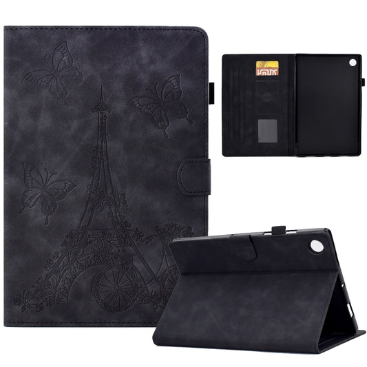 For Samsung Galaxy Tab A11+ / A9+ Embossed Tower Flip Leather Tablet Case with Sleep / Wake-up Function(Black) by bashfashion