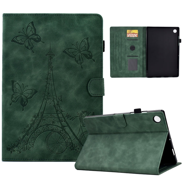 For Samsung Galaxy Tab A11+ / A9+ Embossed Tower Flip Leather Tablet Case with Sleep / Wake-up Function(Green) by bashfashion
