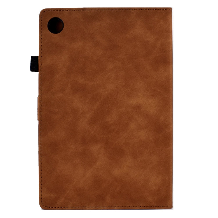 For Samsung Galaxy Tab A11+ / A9+ Embossed Tower Flip Leather Tablet Case with Sleep / Wake-up Function(Brown) by bashfashion