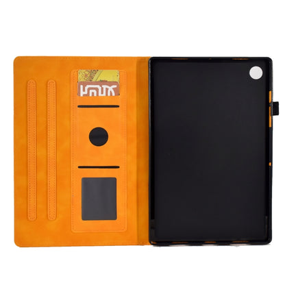 For Samsung Galaxy Tab A11+ / A9+ Embossed Tower Flip Leather Tablet Case with Sleep / Wake-up Function(Khaki) by bashfashion