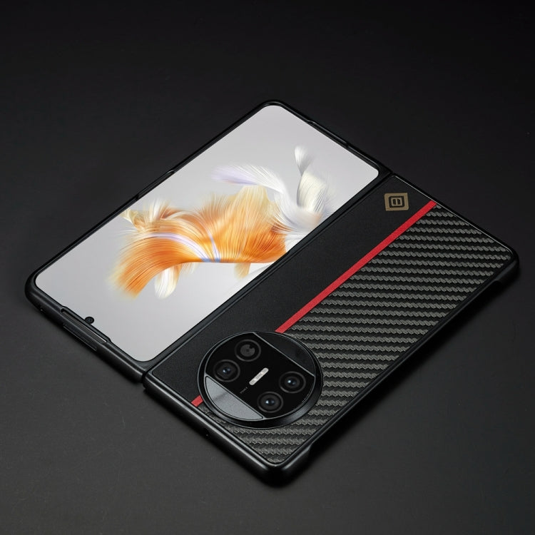 For Huawei Mate X3 LC.IMEEKE 3 in 1 Carbon Fiber Texture Shockproof Phone Case(Black) by LC.IMEEKE