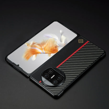 For Huawei Mate X3 LC.IMEEKE 3 in 1 Carbon Fiber Texture Shockproof Phone Case(Black) by LC.IMEEKE