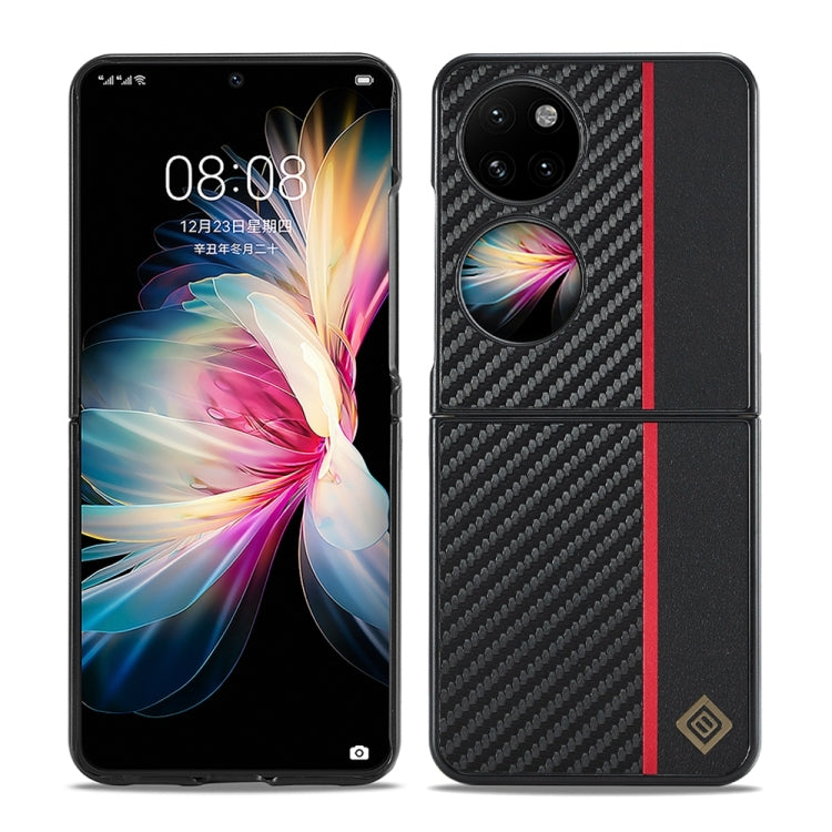 For Huawei P50 Pocket LC.IMEEKE 3 in 1 Carbon Fiber Texture Shockproof Phone Case(Black) by LC.IMEEKE