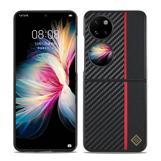 For Huawei P50 Pocket LC.IMEEKE 3 in 1 Carbon Fiber Texture Shockproof Phone Case(Black) by LC.IMEEKE