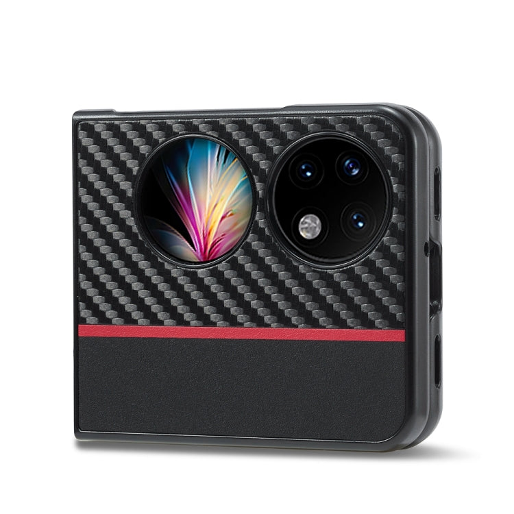 For Huawei P50 Pocket LC.IMEEKE 3 in 1 Carbon Fiber Texture Shockproof Phone Case(Black) by LC.IMEEKE