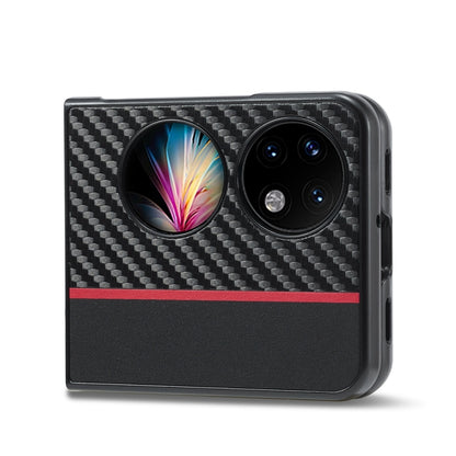 For Huawei P50 Pocket LC.IMEEKE 3 in 1 Carbon Fiber Texture Shockproof Phone Case(Black) by LC.IMEEKE