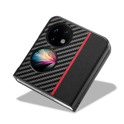 For Huawei P50 Pocket LC.IMEEKE 3 in 1 Carbon Fiber Texture Shockproof Phone Case(Black) by LC.IMEEKE