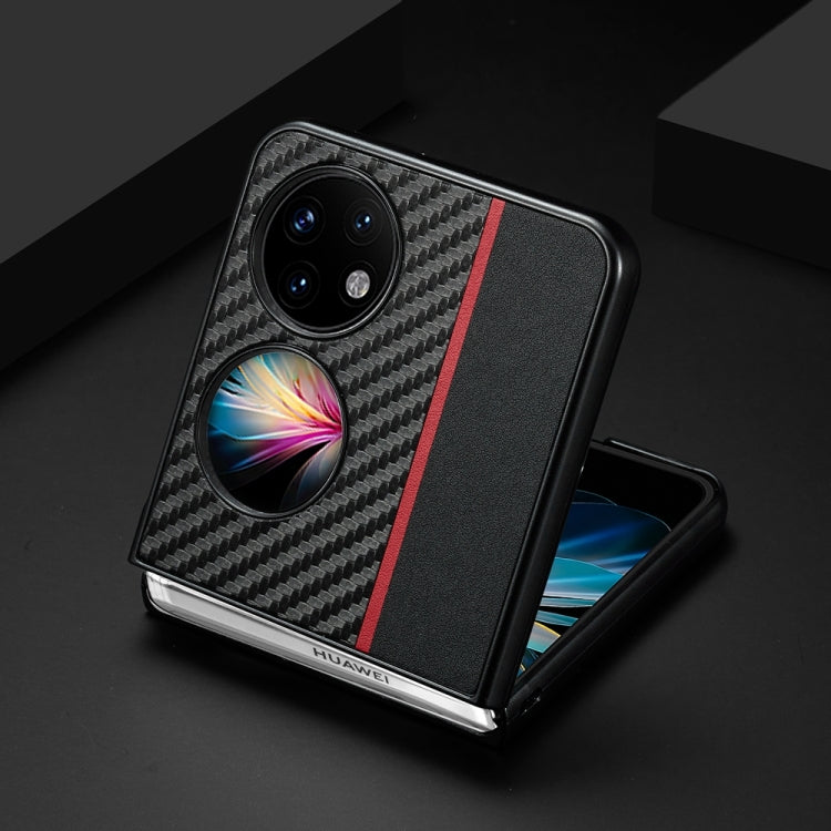 For Huawei P50 Pocket LC.IMEEKE 3 in 1 Carbon Fiber Texture Shockproof Phone Case(Black) by LC.IMEEKE