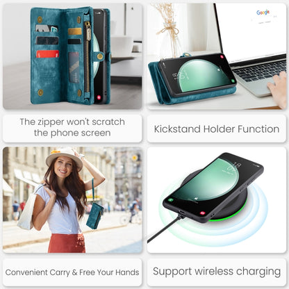 For Samsung Galaxy S23 FE CaseMe 008 Multifunctional Zipper Wallet Leather Phone Case with Lanyard(Blue) by CaseMe