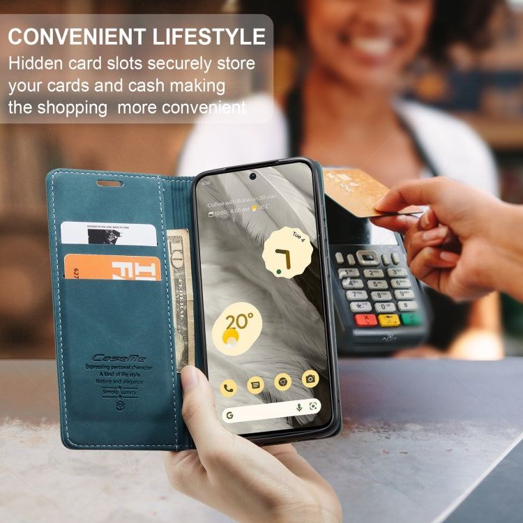 For Google Pixel 8 CaseMe 013 Multifunctional Horizontal Flip Leather Phone Case(Blue) by CaseMe