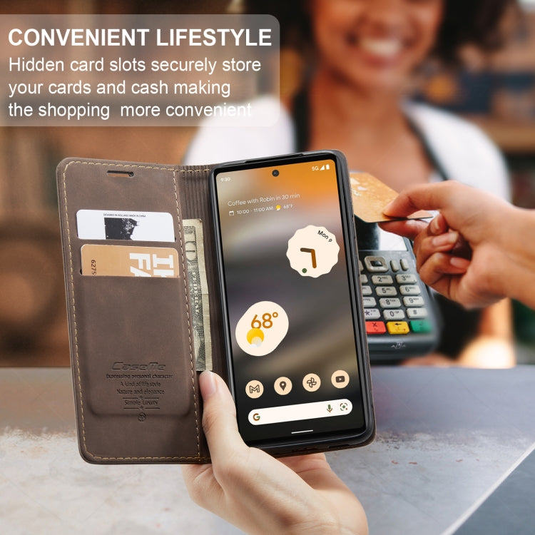 For Google Pixel 6A CaseMe 013 Multifunctional Horizontal Flip Leather Phone Case(Coffee) by CaseMe