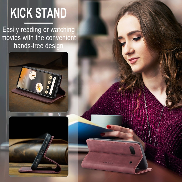 For Google Pixel 6A CaseMe 013 Multifunctional Horizontal Flip Leather Phone Case(Wine Red) by CaseMe