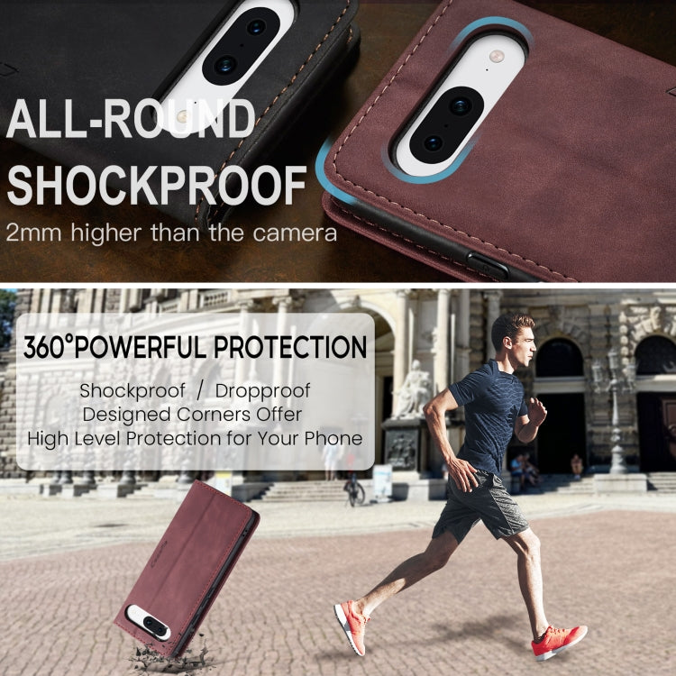 For Google Pixel 8A CaseMe 013 Multifunctional Horizontal Flip Leather Phone Case(Wine Red) by CaseMe