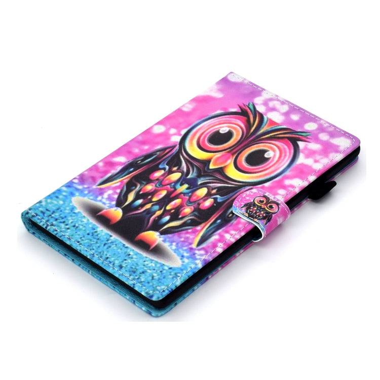 For Samsung Galaxy Tab A11+ / A9+ Coloured Drawing Stitching Flip PU Tablet Case with Sleep / Wake-up Function(Owl) by bashfashion