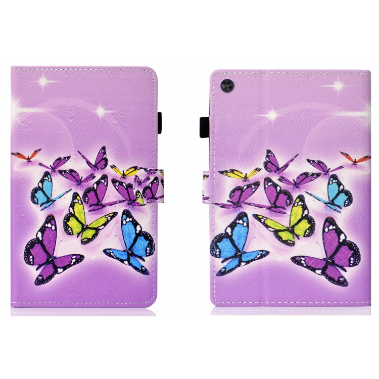For Samsung Galaxy Tab A11 / A9 Coloured Drawing Stitching Flip PU Tablet Case with Sleep / Wake-up Function(Butterflies) by bashfashion