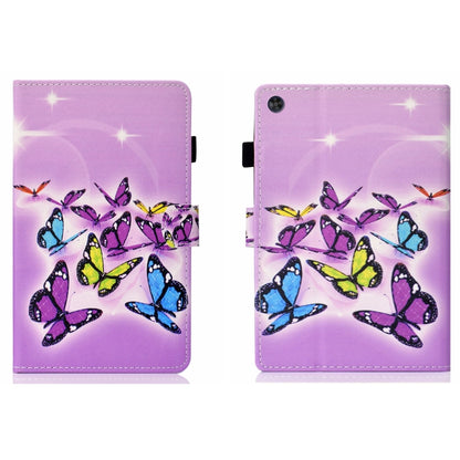For Samsung Galaxy Tab A11 / A9 Coloured Drawing Stitching Flip PU Tablet Case with Sleep / Wake-up Function(Butterflies) by bashfashion