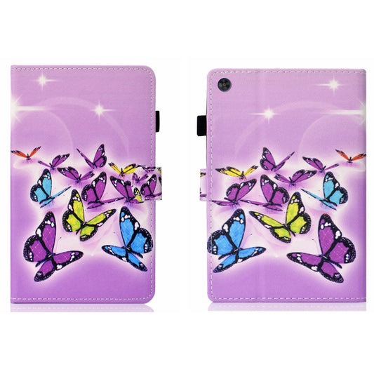 For Samsung Galaxy Tab A11 / A9 Coloured Drawing Stitching Flip PU Tablet Case with Sleep / Wake-up Function(Butterflies) by bashfashion