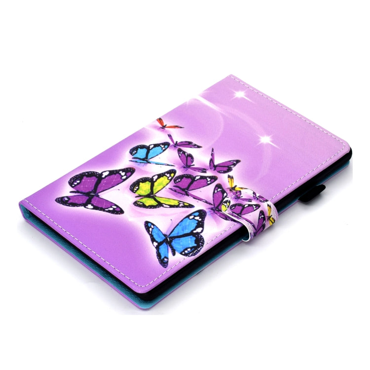 For Samsung Galaxy Tab A11 / A9 Coloured Drawing Stitching Flip PU Tablet Case with Sleep / Wake-up Function(Butterflies) by bashfashion
