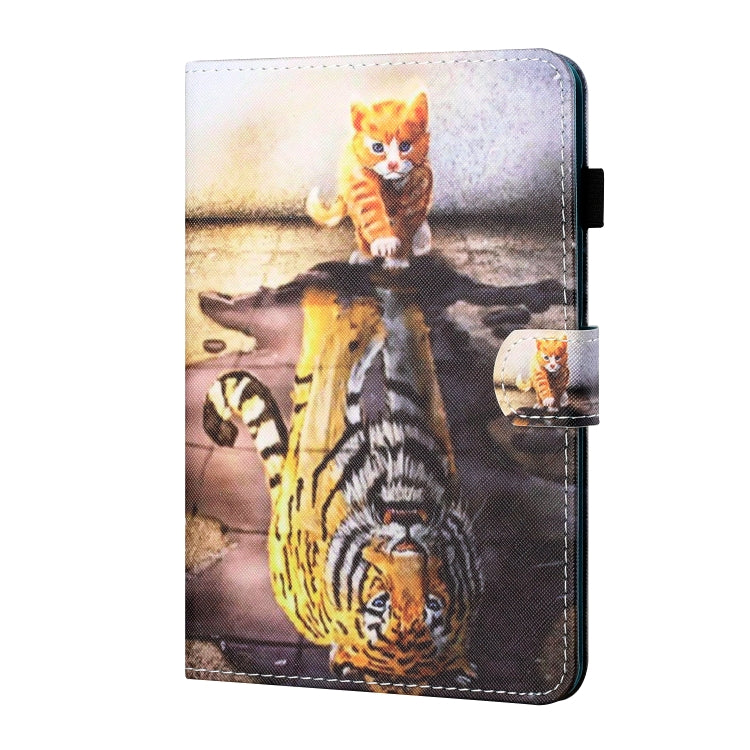 For Samsung Galaxy Tab A11 / A9 Coloured Drawing Stitching Flip PU Tablet Case with Sleep / Wake-up Function(Cat and Tiger) by bashfashion