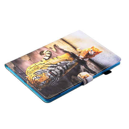 For Samsung Galaxy Tab A11 / A9 Coloured Drawing Stitching Flip PU Tablet Case with Sleep / Wake-up Function(Cat and Tiger) by bashfashion