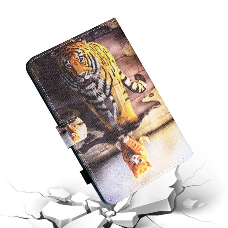 For Samsung Galaxy Tab A11 / A9 Coloured Drawing Stitching Flip PU Tablet Case with Sleep / Wake-up Function(Cat and Tiger) by bashfashion