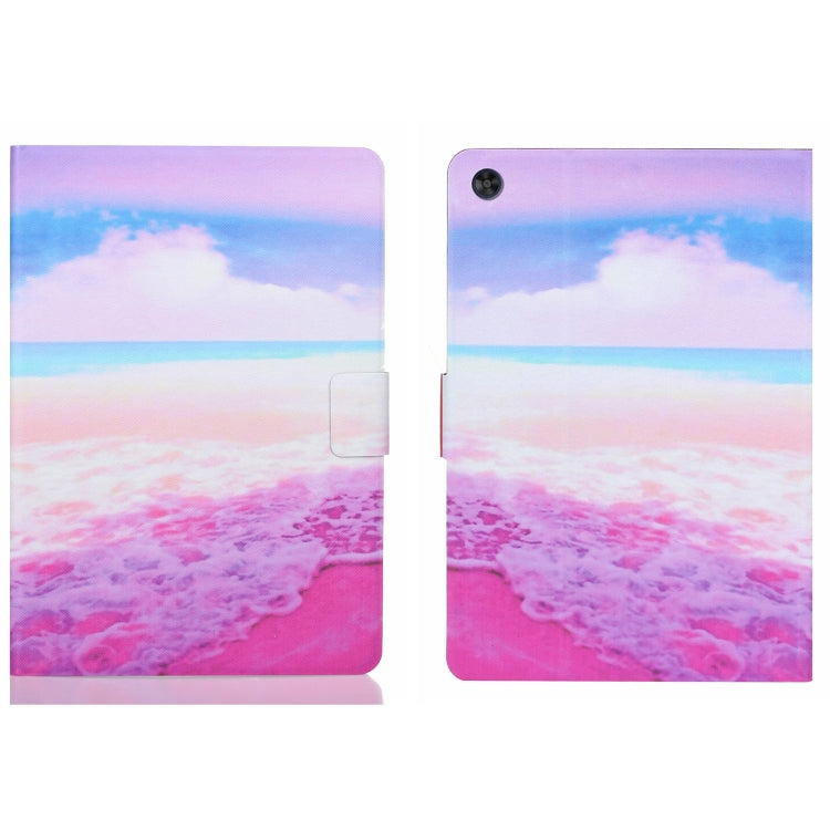 For Samsung Galaxy Tab A11 / A9 Voltage Coloured Drawing Smart PU Tablet Case with Sleep / Wake-up Function(Pink Beach) by bashfashion