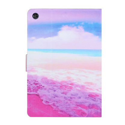 For Samsung Galaxy Tab A11 / A9 Voltage Coloured Drawing Smart PU Tablet Case with Sleep / Wake-up Function(Pink Beach) by bashfashion