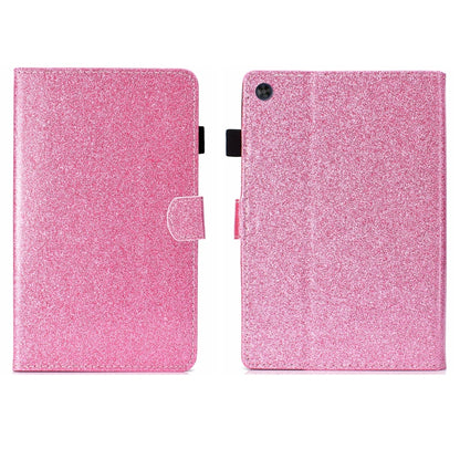 For Samsung Galaxy Tab A11+ / A9+ Glitter Powder Smart PU Tablet Case with Sleep / Wake-up Function(Pink) by bashfashion