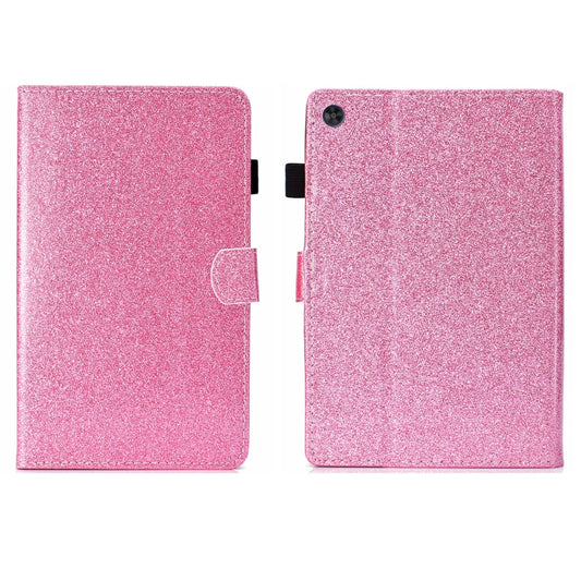 For Samsung Galaxy Tab A11+ / A9+ Glitter Powder Smart PU Tablet Case with Sleep / Wake-up Function(Pink) by bashfashion