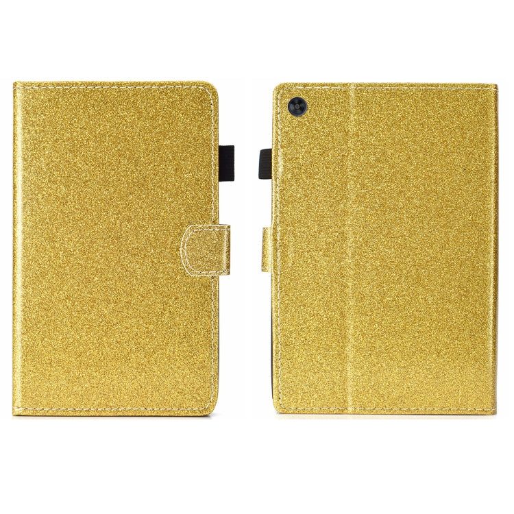 For Samsung Galaxy Tab A11+ / A9+ Glitter Powder Smart PU Tablet Case with Sleep / Wake-up Function(Gold) by bashfashion
