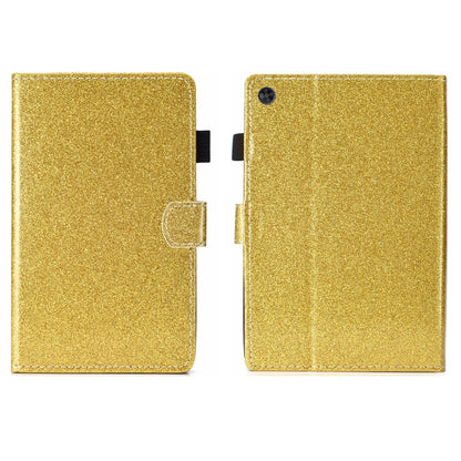 For Samsung Galaxy Tab A11+ / A9+ Glitter Powder Smart PU Tablet Case with Sleep / Wake-up Function(Gold) by bashfashion