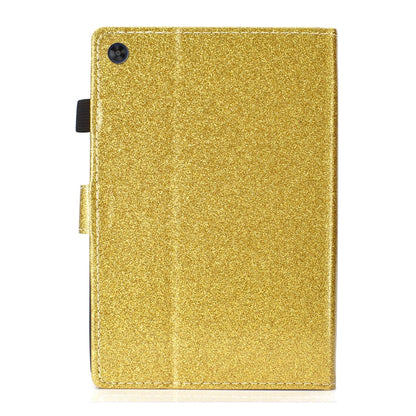 For Samsung Galaxy Tab A11+ / A9+ Glitter Powder Smart PU Tablet Case with Sleep / Wake-up Function(Gold) by bashfashion