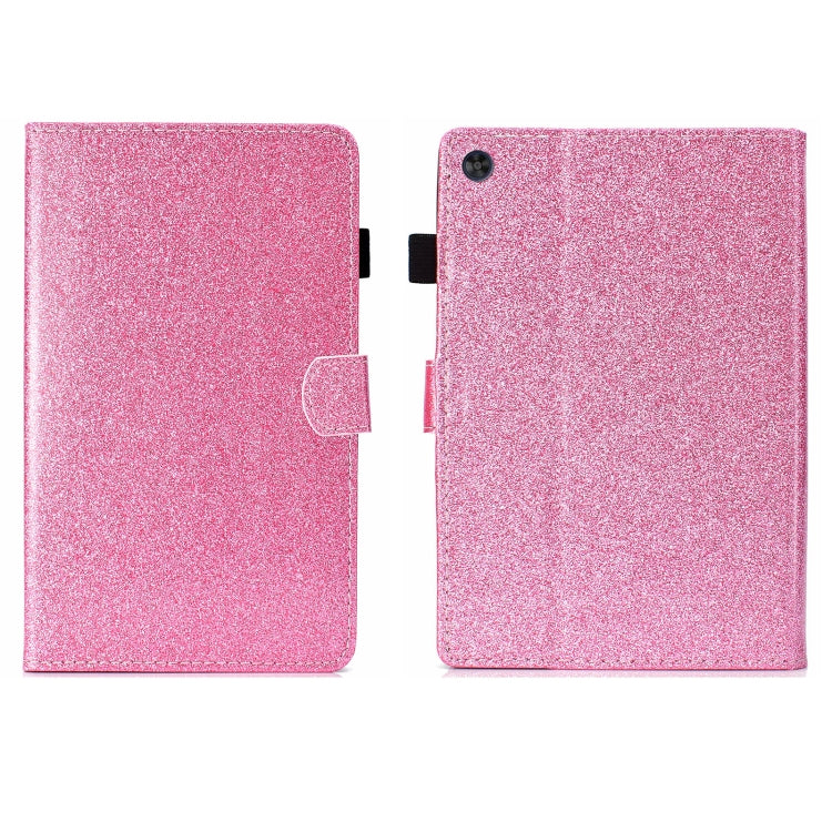 For Samsung Galaxy Tab A11 / A9 Glitter Powder Smart PU Tablet Case with Sleep / Wake-up Function(Pink) by bashfashion