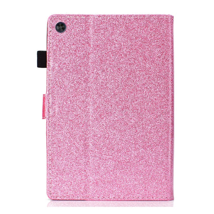For Samsung Galaxy Tab A11 / A9 Glitter Powder Smart PU Tablet Case with Sleep / Wake-up Function(Pink) by bashfashion