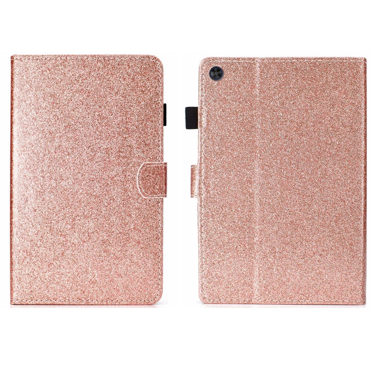 For Samsung Galaxy Tab A11 / A9 Glitter Powder Smart PU Tablet Case with Sleep / Wake-up Function(Rose Gold) by bashfashion