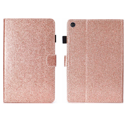 For Samsung Galaxy Tab A11 / A9 Glitter Powder Smart PU Tablet Case with Sleep / Wake-up Function(Rose Gold) by bashfashion