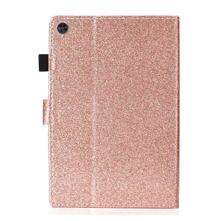 For Samsung Galaxy Tab A11 / A9 Glitter Powder Smart PU Tablet Case with Sleep / Wake-up Function(Rose Gold) by bashfashion