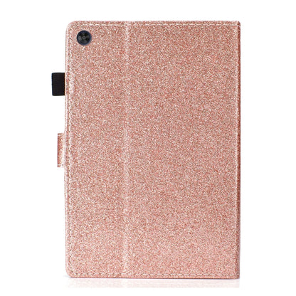 For Samsung Galaxy Tab A11 / A9 Glitter Powder Smart PU Tablet Case with Sleep / Wake-up Function(Rose Gold) by bashfashion