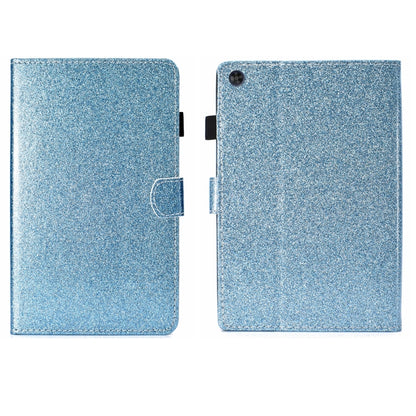 For Samsung Galaxy Tab A11 / A9 Glitter Powder Smart PU Tablet Case with Sleep / Wake-up Function(Blue) by bashfashion