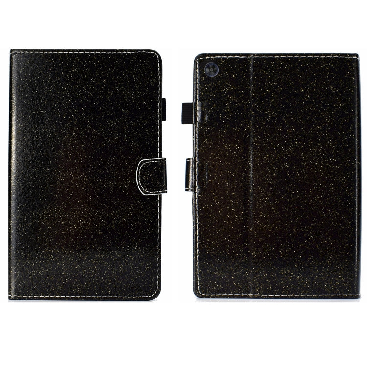 For Samsung Galaxy Tab A11 / A9 Glitter Powder Smart PU Tablet Case with Sleep / Wake-up Function(Black) by bashfashion